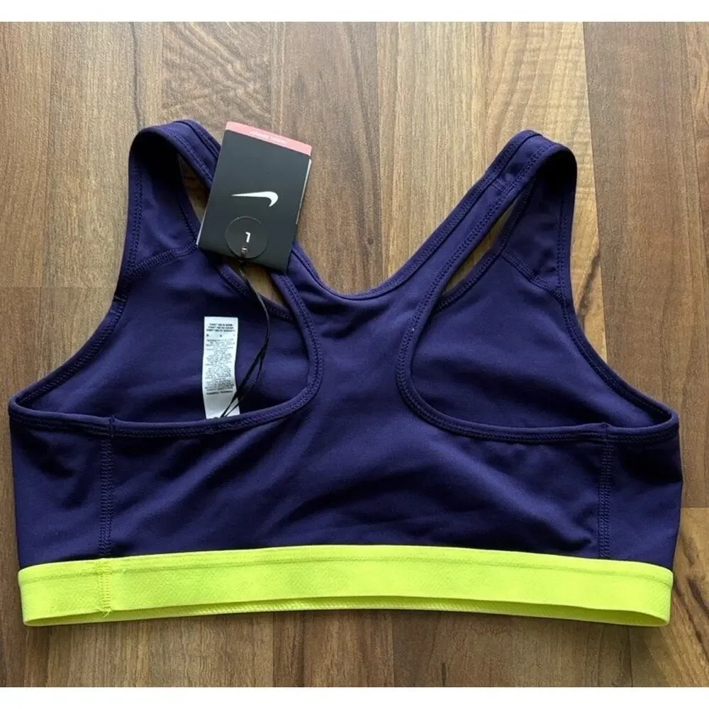 Nike Women's Purple Sports Bra with Neon Yellow Accent NWT